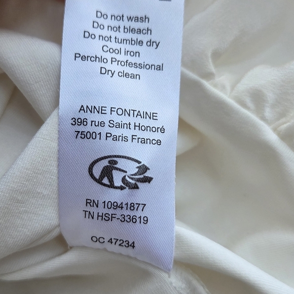 Anne Fontaine Poeme Blouse White Silk With Front Bodice Pleats Size 44 Size 12 - Picture 12 of 15